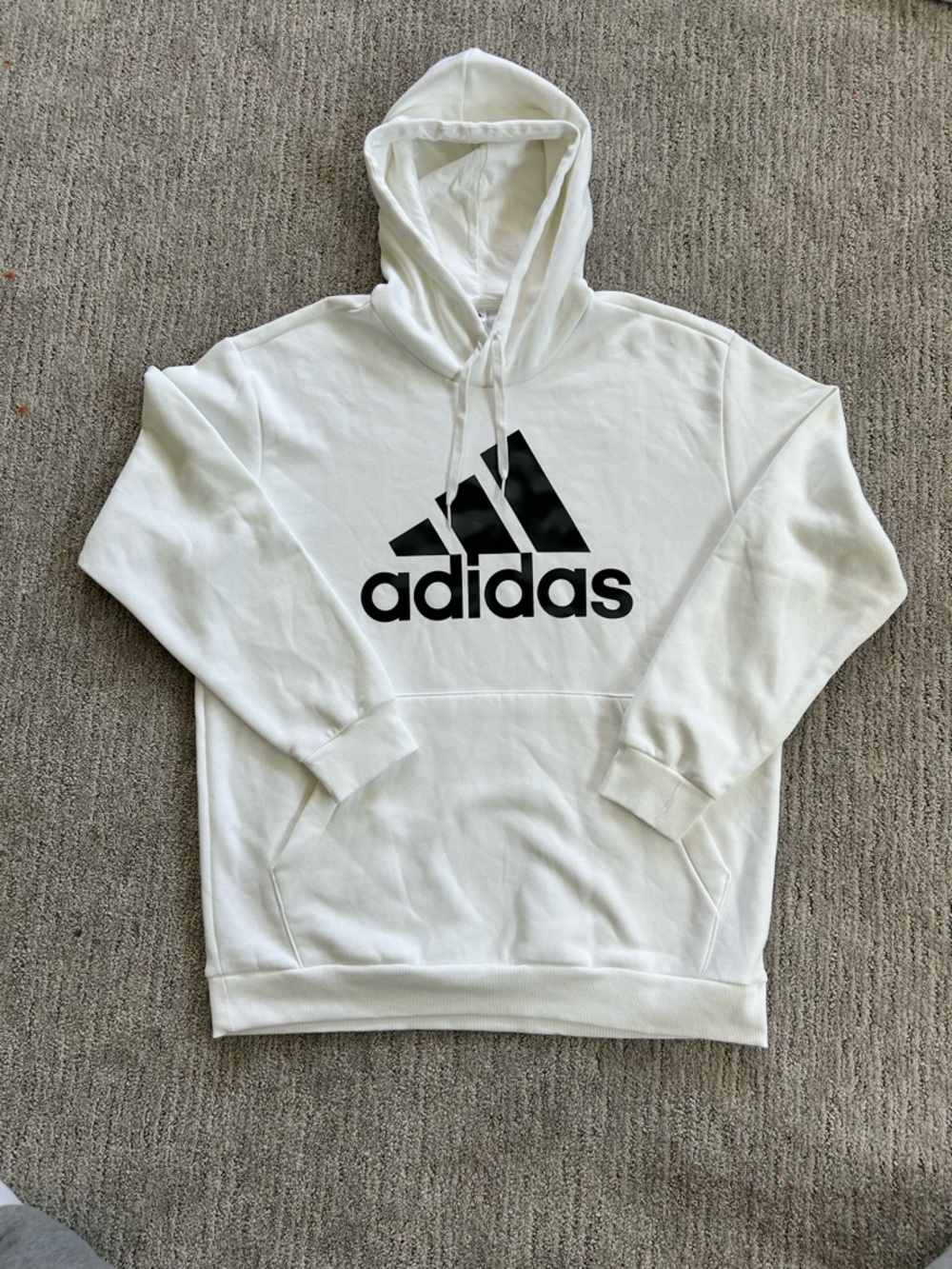 adidas White Pullover Hoodie with Black Logo